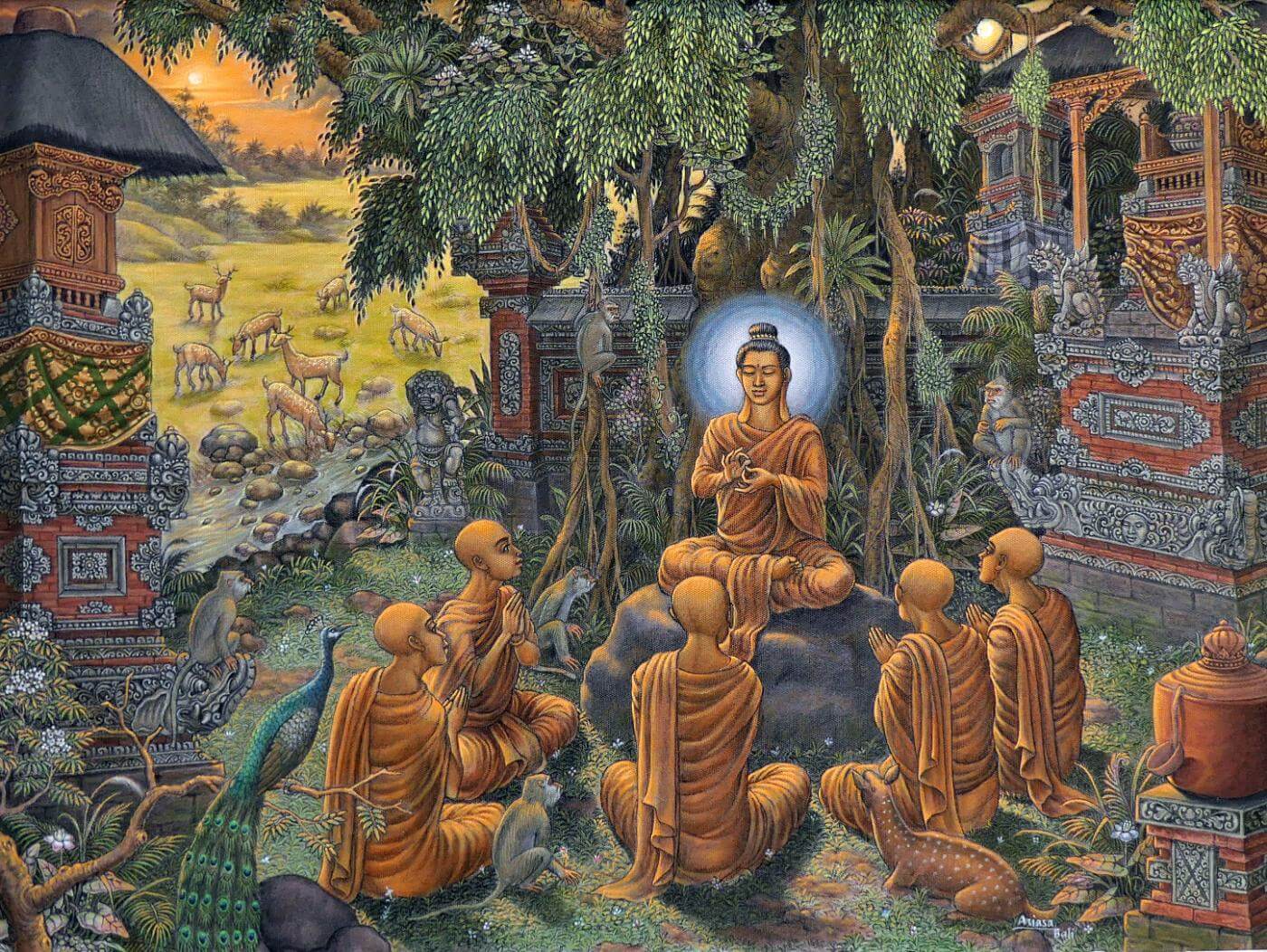 First Sermon The First Sermon - Balinese Buddha Painting - Art Prints by Tallenge ...