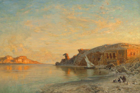 The Gebel Silsileh Temple In Egypt c1919 - Ernst Koerner - Vintage Orientalist Painting Of Egypt by Ernst Koerner