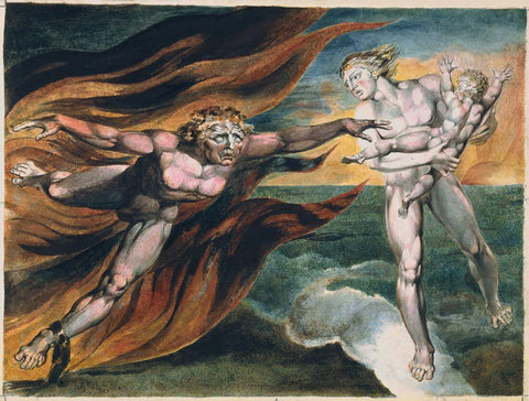 The Good and Evil Angels - William Blake - Large Art Prints by William Blake