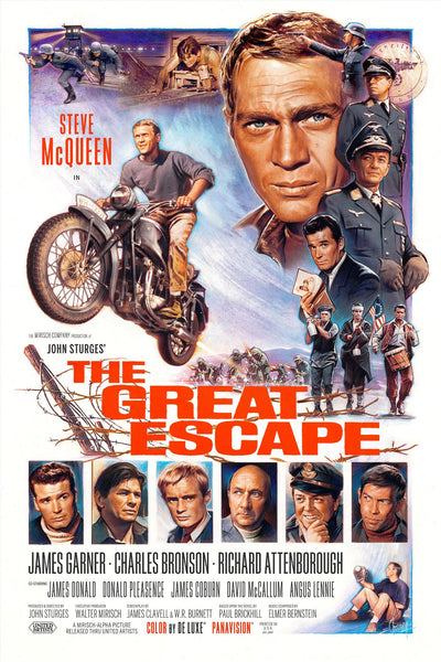The Great Escape - Steve McQueen -  Hollywood Classic War Movie Vintage Poster - Life Size Posters