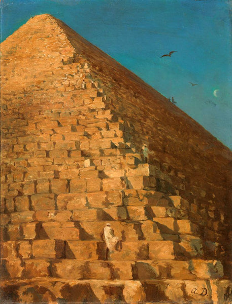 The Great Pyramid at Giza (1830) - Adrien Dauzats - Vintage Orientalist Masterpiece Painting Of Egypt - Art Prints