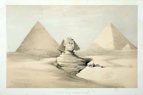 The Great Sphinx And Pyramids At Giza c1839 - David Roberts RA - Vintage Orientalist Painting Of Egypt - Framed Prints