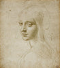 The Head Of A Woman - Leonardo da Vinci Sketch - Large Art Prints