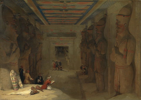 The Hypostyle Hall Of The Great Temple At Abu Simbel (c1838) - David Roberts RA - Vintage Orientalist Painting Of Egypt by David Roberts