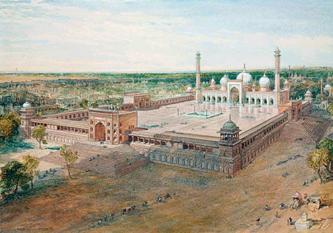 The Jama Masjid In Delhi 1864 - William Simpson - Vintage Orientalist Painting Of India - Framed Prints by William Simpson