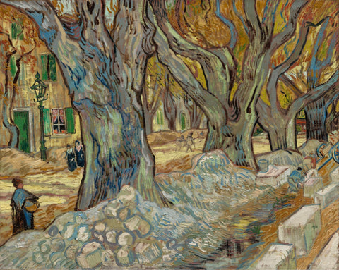 The Large Plane Trees (Road Menders at Saint-Remy) - Vincent van Gogh Painting by Vincent Van Gogh