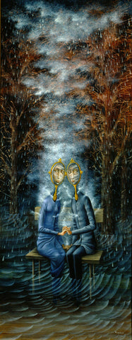 The Lovers (Los Amantes) - Remedios Varo - Surrealist Art Painting - Large Art Prints by Remedios Varo
