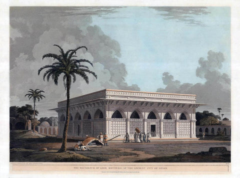 The Mausoleum Of Amir Khusero In Delhi -1801 - Coloured Aquatint - Thomas And Willaim Daniell  - Vintage Orientalist Paintings of India by William Daniell