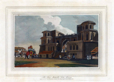 The Punj Mohalla Gate In Lucknow c1813 - Coloured Aquatint - Thomas And Willaim Daniell  - Vintage Orientalist Paintings of India by William Daniell