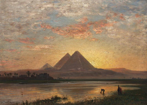 The Pyramids At Giza - Ernst Koerner - Vintage Orientalist Painting Of Egypt - Art Prints by Ernst Koerner