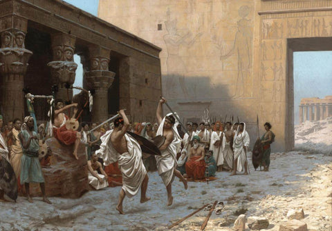 The Pyrrhique  Dance - Jean-Leon Gerome - Vintage Orientalist Masterpiece Painting Of Egypt by Jean Leon Gerome