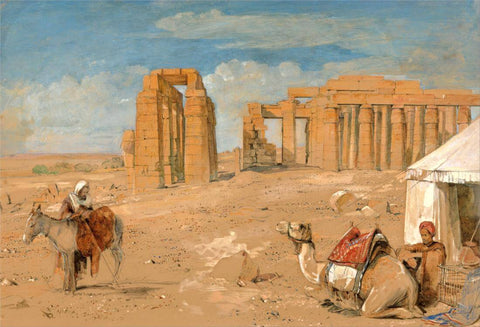The Ramesseum At Thebes - John Frederick Lewis - Vintage Orientalist Watercolor Painting Of Egypt by John Frederick Lewis