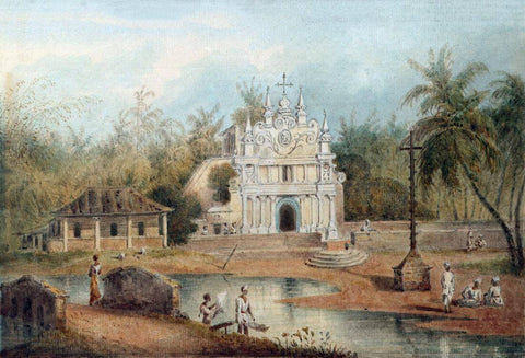 The SanThome Chapel In Madras - Sir Charles DOyly - c1810 Vintage Orientalist Paintings of India by Sir Charles DOyly