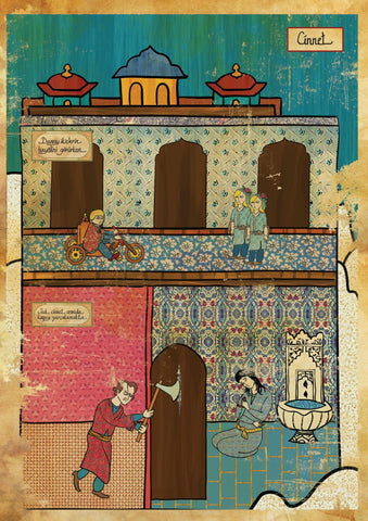 The Shining - Vintage Ottoman Miniature Art Style- Hollywood Movie Poster - Canvas Prints by Henry