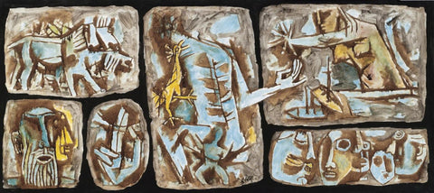 The Sixth Seal - Maqbool Fida Husain Painting - Large Art Prints by M F Husain