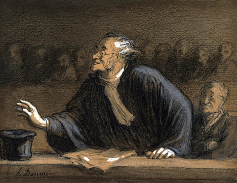 The Skillful Defender - Honore Daumier - Lawyer Legal Office Art Painting - Framed Prints