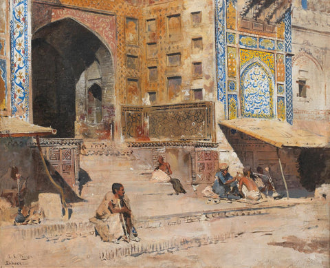The Steps of the Wazir Khan Mosque, Lahore - Edwin Lord Weeks c1900 - Vintage Orientalist Art Painting - Art Prints
