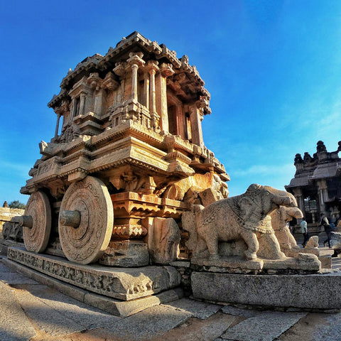 The Stone Chariot At Hampi In Karnataka - Temples Of India - Life Size Posters by L N Taskar