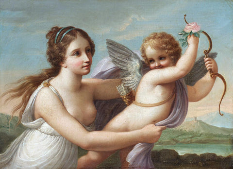 The Victory Of Eros - Angelica Kauffmann R A - Neo-classical Painting by Angelica Kauffmann