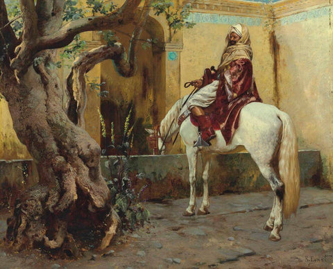 The Watering Hole - Rudolf Ernst - 19th Century Vintage Orientalist Painting by Rudolf Ernst