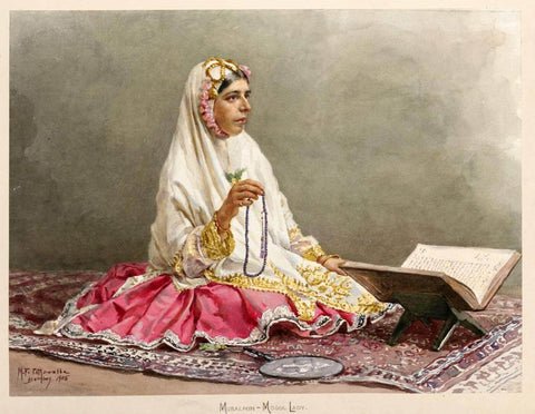 The Women of Bombay (7) - Manchershaw Fakirjee Pithawalla c1905 Painting by Manchershaw Fakirjee Pithawalla