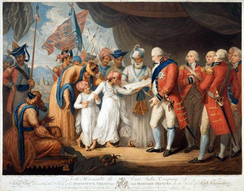 The Definitive Treaty By The Hostage Princes Of Tipu Sultan Into the Hands of Lord Cornwallis - Mather Brown 1793 - Vintage Orientalist Paintings of India - Art Prints