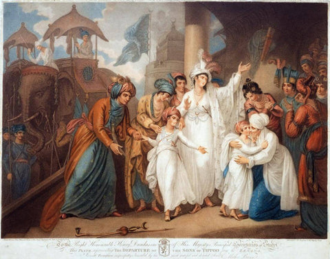 The Departure Of The Sons Of Tippoo Sultan From The Zennana - Mather Brown 1793 - Vintage Orientalist Paintings of India by Mather Brown