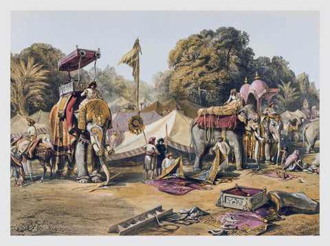 The Kings Camp (from India - Ancient And Modern Series) William Simpson c1860 - Vintage Orientalist Chromolithograph of India by William Simpson