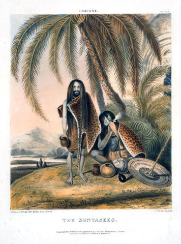 The Sanyasis Holy Men (from The Costume And Customs Of India Series) CaptainThomas Williamson And Samuel Howitt - c1823 - Vintage Orientalist Aquatint of India by Tallenge