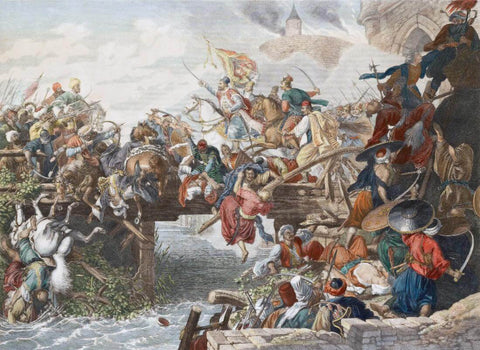 The Storming Of Srirangapatnam (Kingdom Of Mysore - The Country Of Tipu Sultan Series) - Peter Krafft  - c1850 - Vintage Orientalist Art Of India by Tallenge