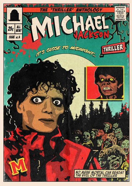 Thriller - Michael Jackson - Vintage Comic Book Cover Style Fan Art Poster - Canvas Prints