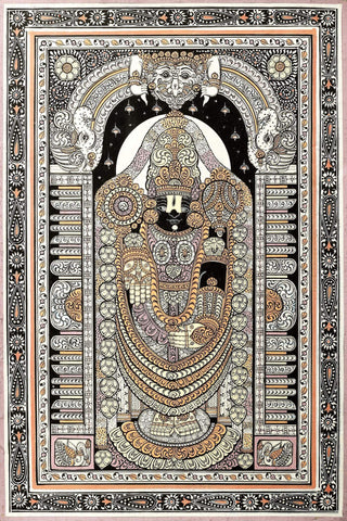 Tiprupati Balaji - Venkateshwara Srikalahasti Vishnu - Kalamkari Painting - Posters by Jai