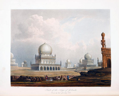 Tombs Of The Kings Of Golconda - Captain Robert Melville Grindlay - c1813 Vintage Orientalist Painting of India by Captain Robert Melville Grindlay
