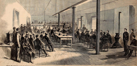 Trial Of Abraham Lincoln Case Conspirators 1865 - Frank Leslie - Lawyer Legal Office Illustration Painting - Large Art Prints