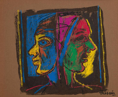 Twin Portrait - Maqbool Fida Husain Painting by M F Husain