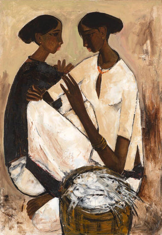 Two Fisherwomen - B Prabha - Indian Art Painting by B. Prabha