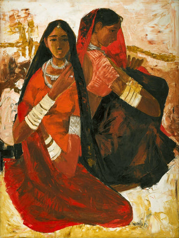 Two Women - B Prabha - Indian Painting by B. Prabha