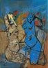 Umber Blue Nude - Maqbool Fida Husain Painting - Posters
