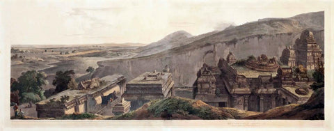 Upper Part Of Kailasa - Thomas and William Daniell - c1808 - Vintage Orientalist Aquatint of India - Posters by William Daniell