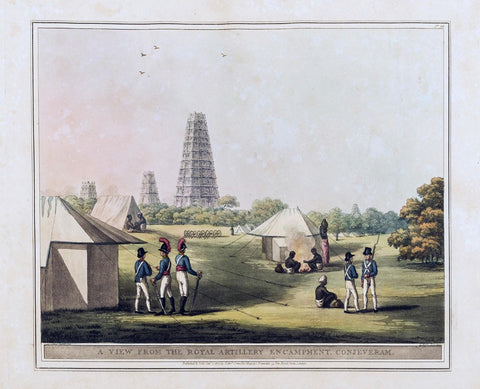 View From Artillery Encampment In Kanjeevaram - William Daniell - Vintage Orientalist Aquatint of India - Life Size Posters by William Daniell