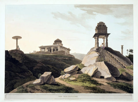 View Near Bangalore - Thomas and William Daniell - Vintage Orientalist Aquatint of India - Large Art Prints by William Daniell