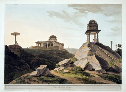 View Near Bangalore (Aquatint c1808) Thomas and William Daniell - Vintage Orientalist Paintings of India by Thomas Daniell