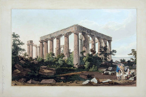 View Of Parthenon In Athens - Edward Dodwell -Vintage Orientalist Aquatint of Greece by Edward Dodwell