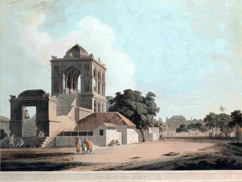 View Of The Fort Of Madura (Madurai) - William Daniell - Vintage Orientalist Aquatint of India - Large Art Prints by William Daniell