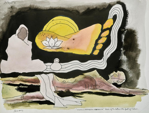 Vishnu Padabja Sambhuta - Maqbool Fida Husain Painting - Large Art Prints by M F Husain