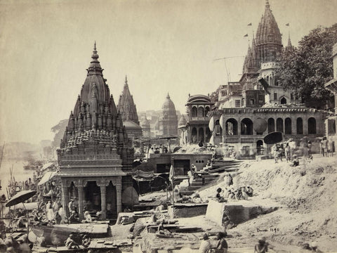 Vishnu Pud and Surrounding Temples Near the Burning Ghat, Benares by Samuel Bourne, 1865 by William B Fraser