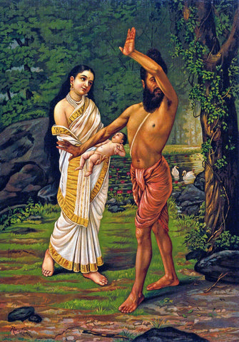 Viswamitra Rejecting The Birth Of Sakuntala - Raja Ravi Varma Painting by Raja Ravi Varma
