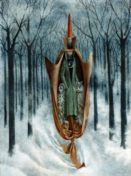 Wandering Skier  (Esquiador Viajero) - Remedios Varo - Surrealist Art Painting - Life Size Posters