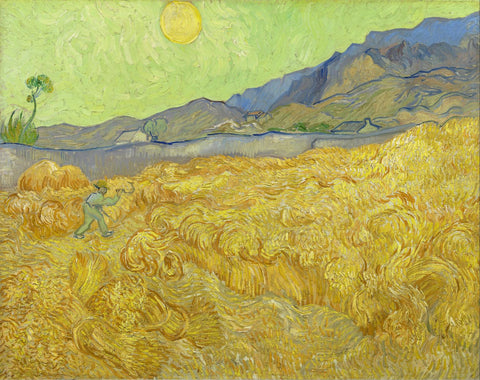 Wheatfield With A Reaper - Vincent van Gogh Painting - Posters