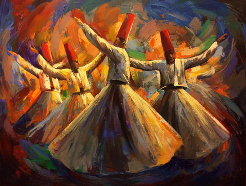 Whirling Dervish Dancers - Sufi Art Painting by Tallenge Store